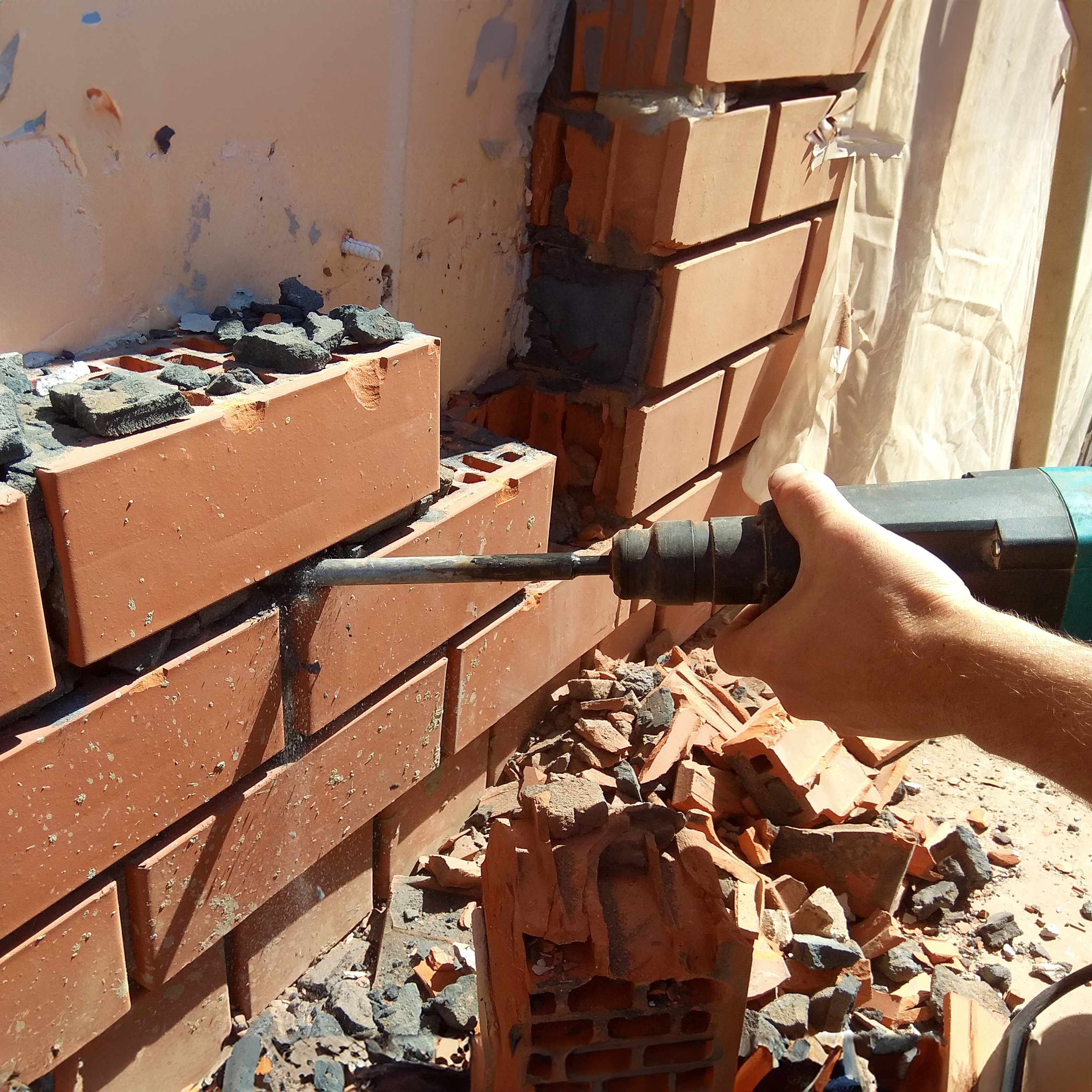Cutting channels in brick